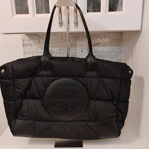 LIKE NEW Tory Burch Tote - Black Ella Puffer w/GHW
